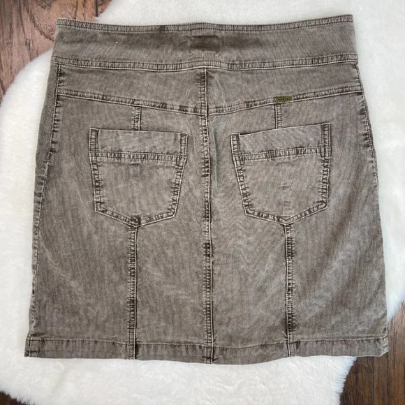 PrAna Merrigan Skirt 10 Corduroy Stretch Button-Through Brown Women's - Picture 4 of 11